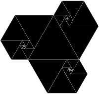 Triangles in ratio of the plastic number in a three armed counter clockwise spiral.svg